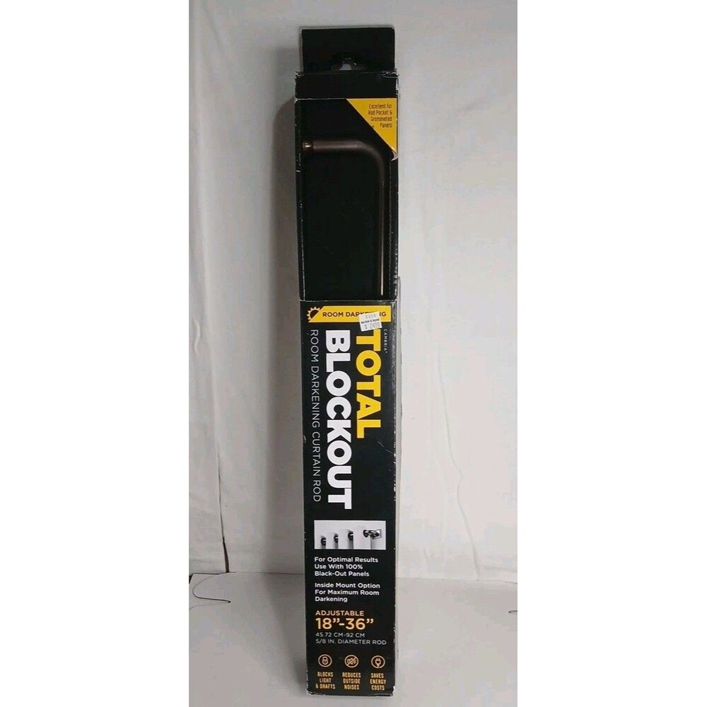 Cambria Total Blackout Room Darkening Curtain Rod Adj. 18”-36” Antique Brass New